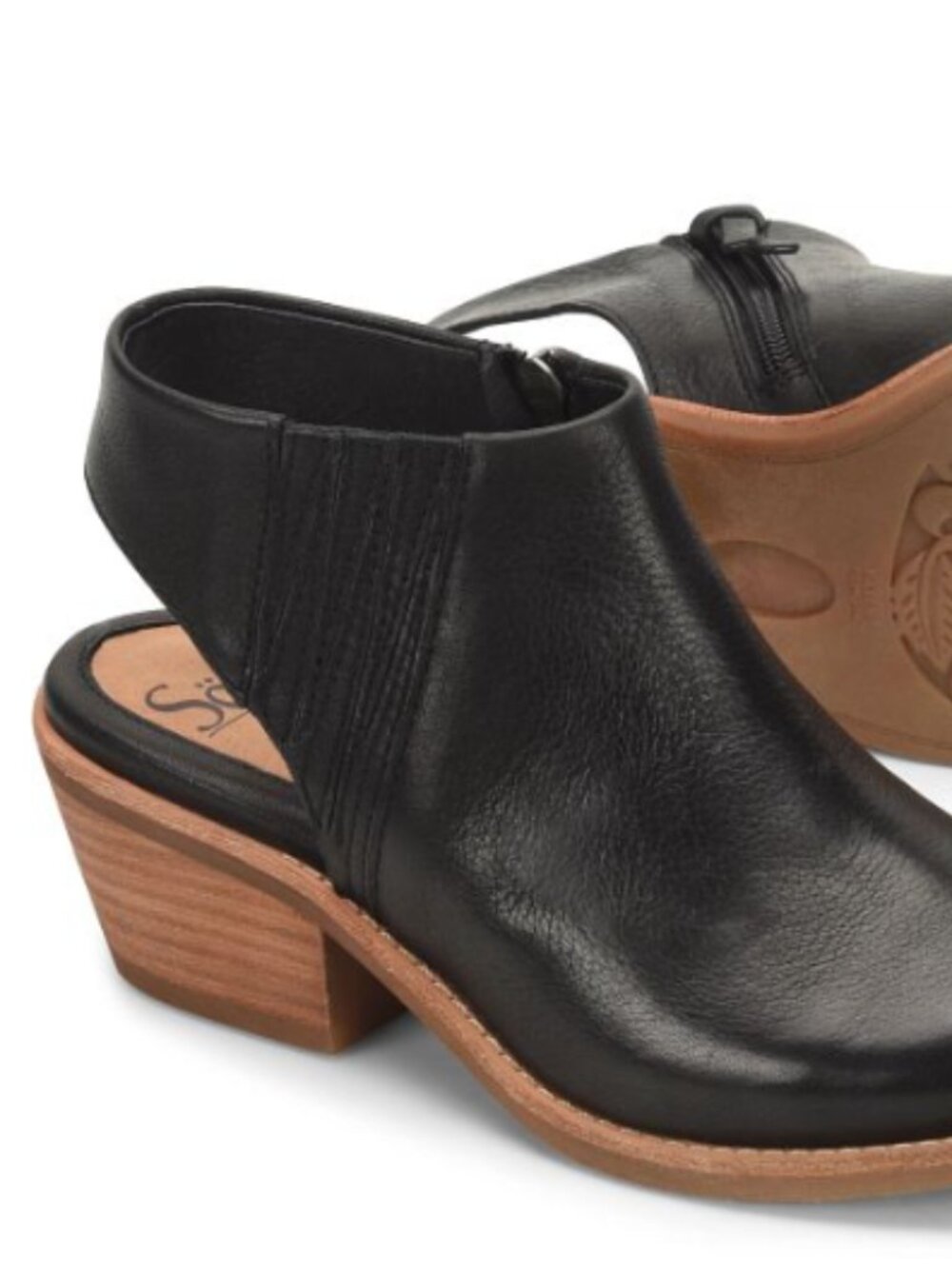 SOFFT I Arabia Black Leather Slingback Ankle Booties with Side Zipper, 9 Medium - Picture 7 of 16
